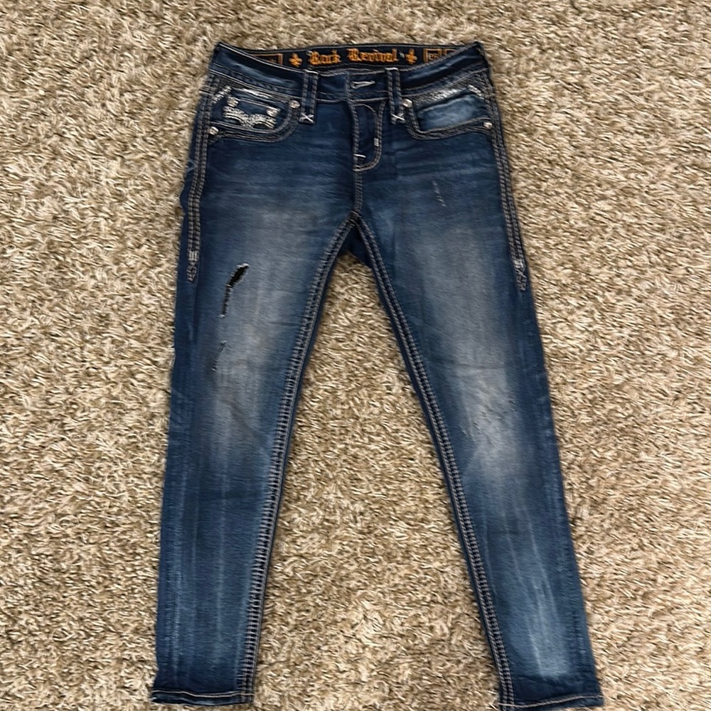 Blue Skinny Jeans with Distressed Details